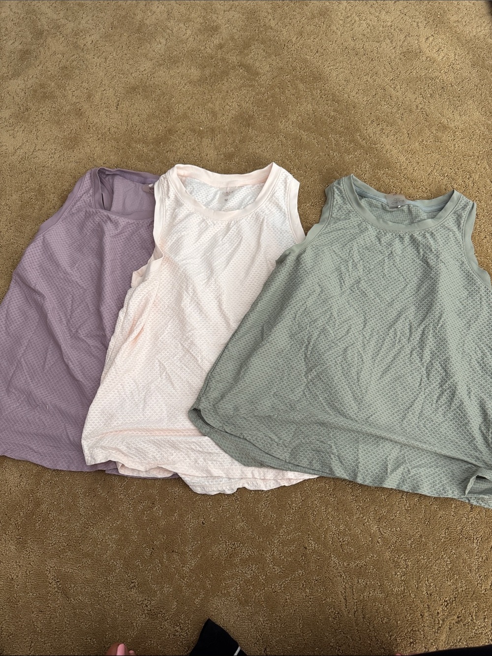 3 workout tanks- Women’s Sleeveless Mesh Tank Top - Lavender, Light Pink, Sage